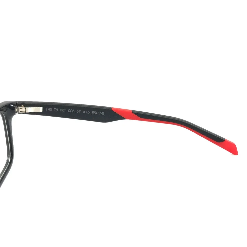 Tag Heuer Eyeglasses Frames TH551 005 Black Red Rectangle Full Rim 57-16-145
